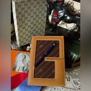 NEW RARE Vintage GUCCI Monogram Desk Organizer Tablet Notebook Agenda Accessory